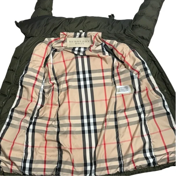 Burberry Brit quilted down puffer coat army green dark olive size Small - Picture 8 of 16
